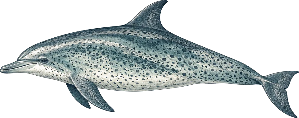 Illustration of an Atlantic spotted dolphin