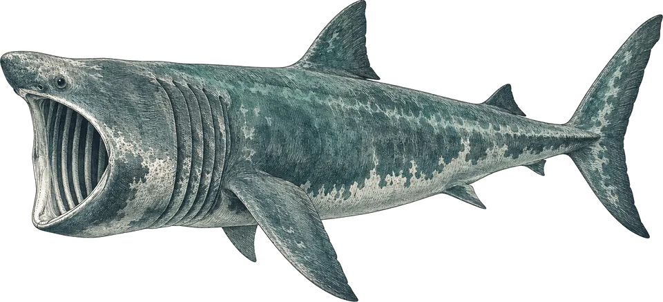Illustration of a basking shark