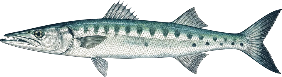 Illustration of a blackfin barracuda