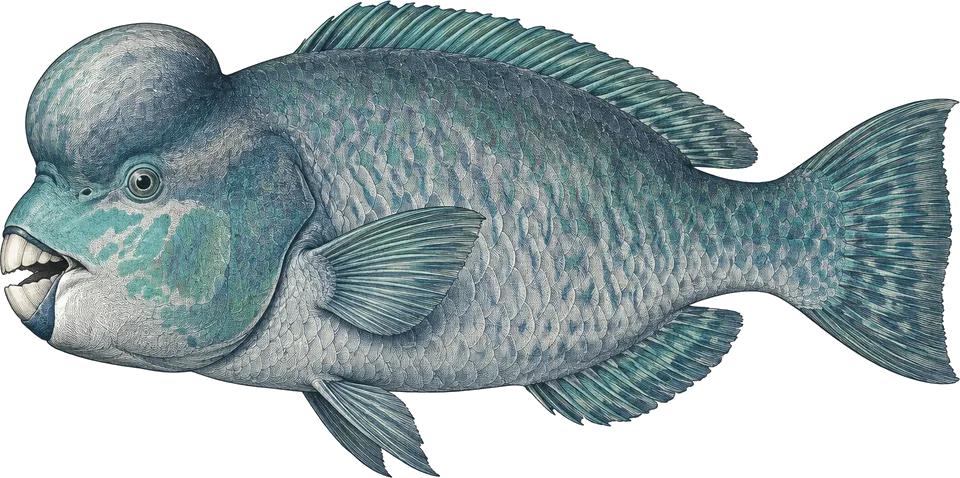 Illustration of a bumphead parrotfish