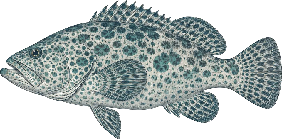 Illustration of a camouflage grouper