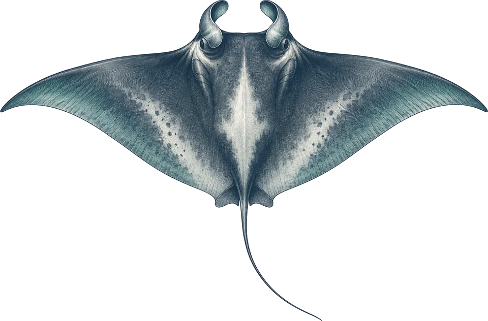 Illustration of a giant devil ray