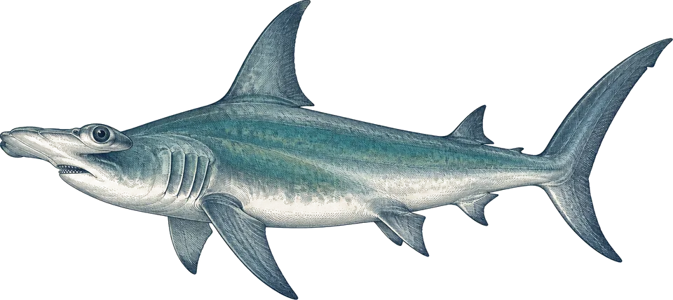 Illustration of a great hammerhead