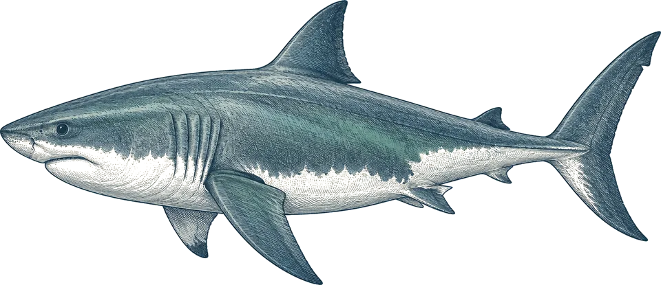 Illustration of a great white shark