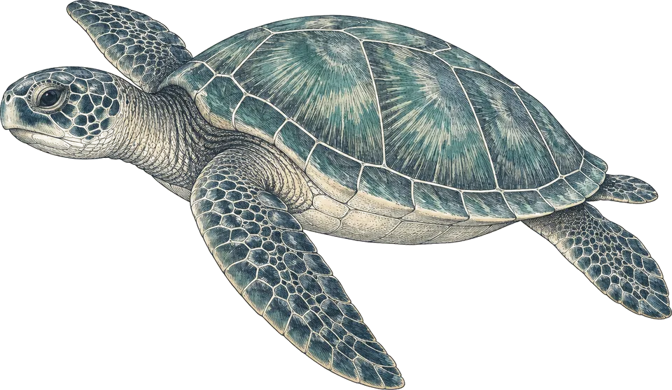 Illustration of a green turtle