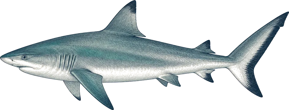 Illustration of a grey reef shark