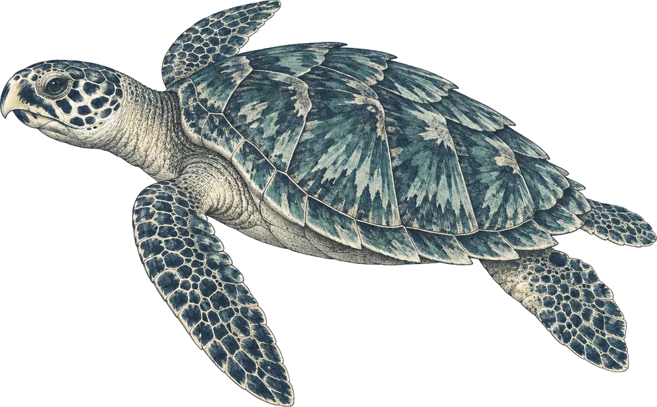 Illustration of a hawksbill turtle