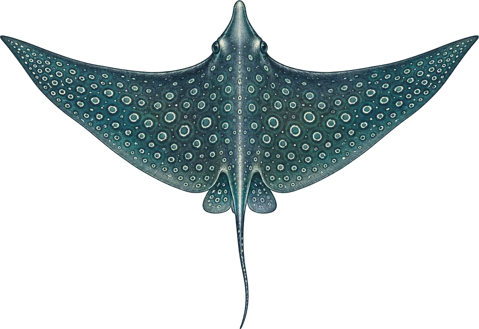 Illustration of an ocellated eagle ray