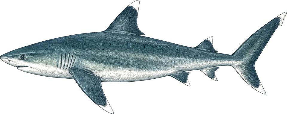 Illustration of a silvertip shark