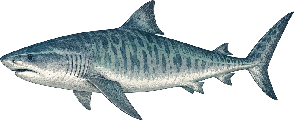 Illustration of a tiger shark